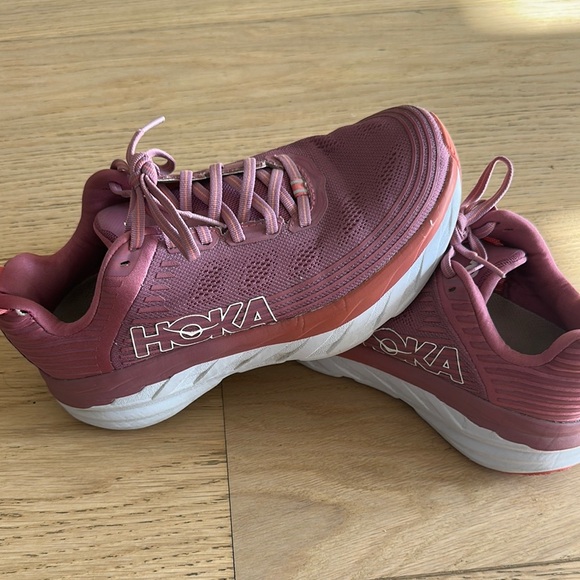 Hoka Pinkish-Mauve/Orange Sneakers Modern Athletic Design - Picture 4 of 7